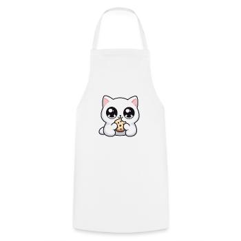 Cute kawaii cat with cookie Cute gifts - Cooking Apron - white - Front - AI Model Male 185 dark (185cm)