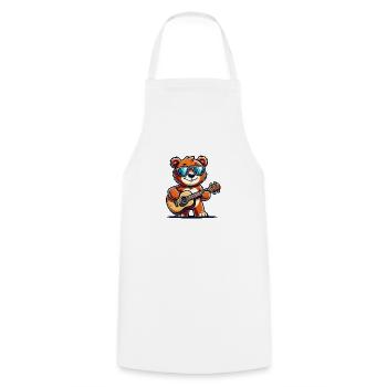 Bear Sunglasses Guitarist - Cooking Apron - white - Front - AI Model Male 185 dark (185cm)