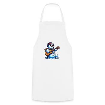 Snowman Guitar - Cooking Apron - white - Front - AI Model Male 185 dark (185cm)