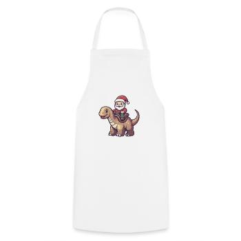 dinosaure brontosaure père noël dessin animé - Tablier de cuisine - blanc - Devant - AI Model Male 185 dark (185cm)