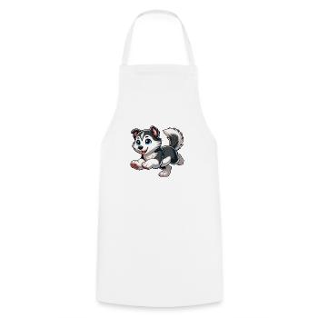 Siberian Husky - Cooking Apron - white - Front - AI Model Male 185 dark (185cm)