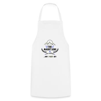 the mountains are calling 02 - Cooking Apron - white - Front - AI Model Male 185 dark (185cm)