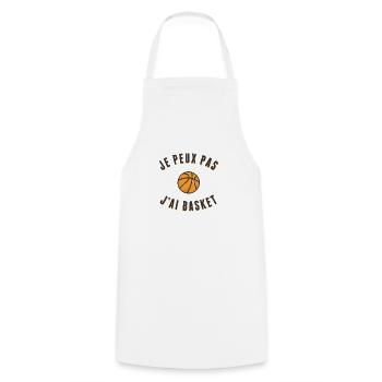 je peux pas j'ai basket - Tablier de cuisine - blanc - Devant - AI Model Male 185 dark (185cm)