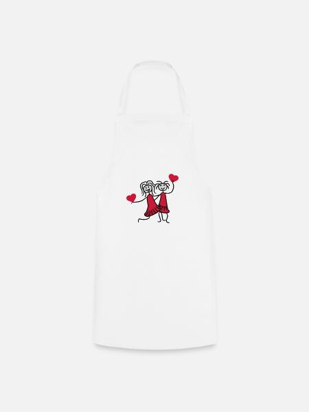 2 herzen meilleur cadre de contours coeur best friends tex - Tablier de cuisine - blanc