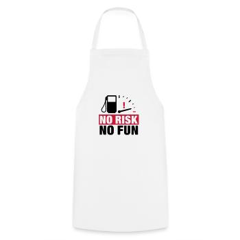 no_risk_no_fun__f2 - Cooking Apron - white - Front - AI Model Male 185 dark (185cm)