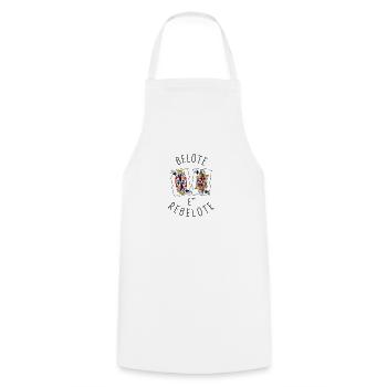 Belote et rebelote02 - Tablier de cuisine - blanc - Devant - AI Model Male 185 dark (185cm)