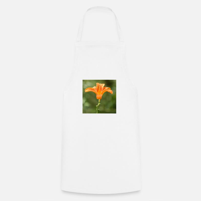 Fleur de lis (Lilium) orange - Tablier de cuisine - blanc