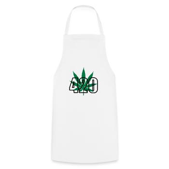 420 cannabis - Cooking Apron - white - Front - AI Model Male 185 dark (185cm)