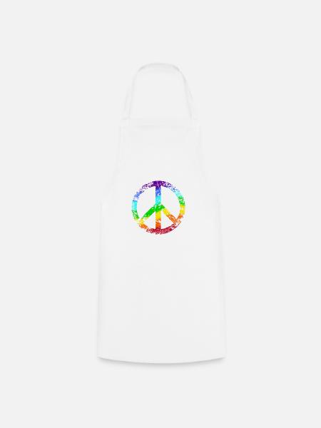 Peace-Zeichen Regenbogen Toleranz Frieden Graffiti - Kochschürze - Weiß