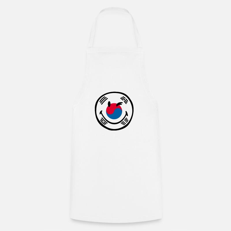 Smiley Flag South Korea - Cooking Apron - white