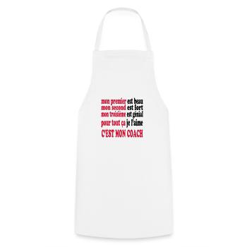 Mon coach est beau - Cooking Apron - white - Front - AI Model Male 185 dark (185cm)