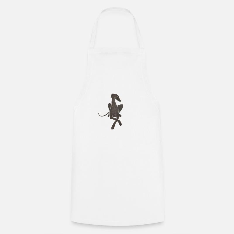 Lying Greyhound dark gray - Cooking Apron - white