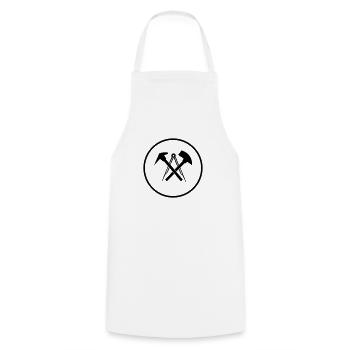 dachdecker_symbol_02 - Cooking Apron - white - Front - AI Model Male 185 dark (185cm)