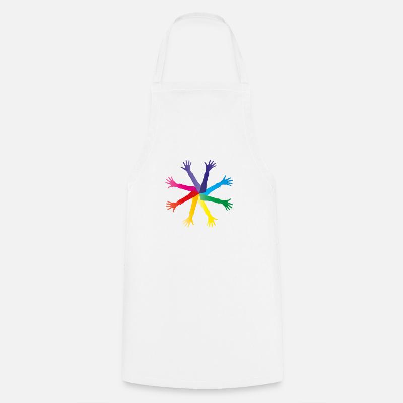 Mains colorées - diversité et intégration - Tablier de cuisine - blanc