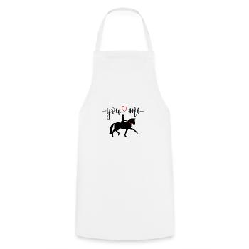Toi et moi amour de cheval de dressage - Tablier de cuisine - blanc - Devant - AI Model Male 185 dark (185cm)