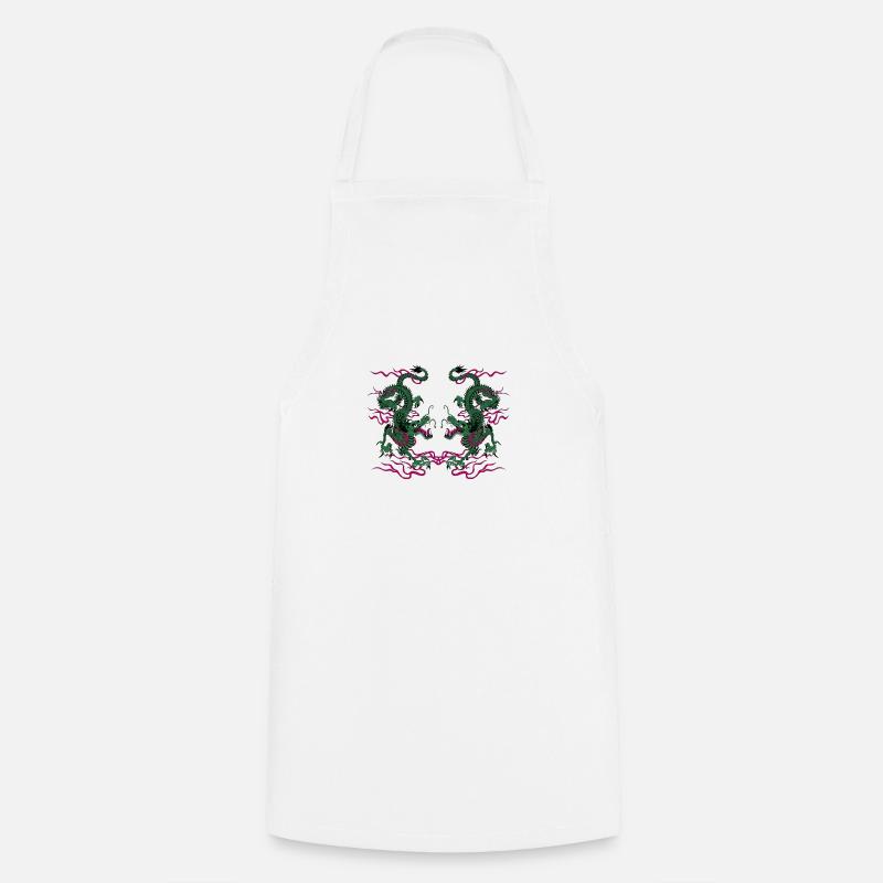 Two lucky chinese dragons - Cooking Apron - white