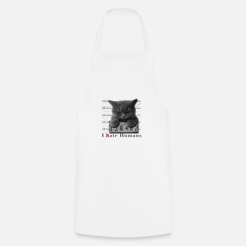 Cat hates humans - Cooking Apron - white
