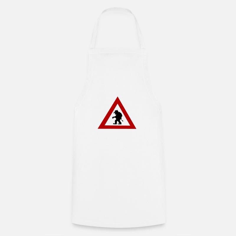 Panneau de danger Troll - Tablier de cuisine - blanc