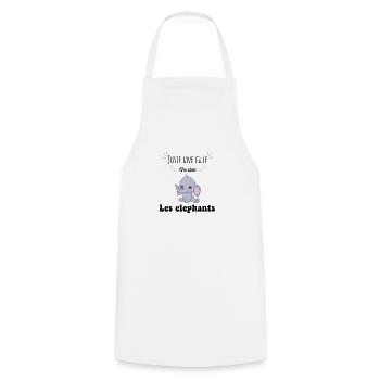 Juste une fille qui aime les éléphants - Tablier de cuisine - blanc - Devant - AI Model Male 185 dark (185cm)