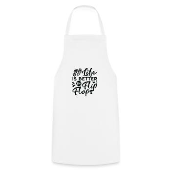 LIfe est meilleur dans Flips Flops - Tablier de cuisine - blanc - Devant - AI Model Male 185 dark (185cm)