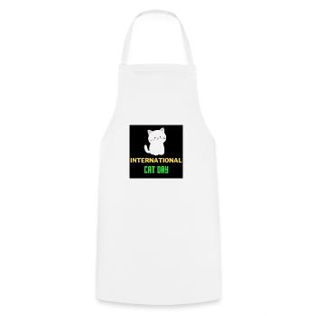 Journée internationale du chat 2022 - Tablier de cuisine - blanc - Devant - AI Model Male 185 dark (185cm)