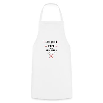 attention ce papa est un bricoleur de génie - Tablier de cuisine - blanc - Devant - AI Model Male 185 dark (185cm)