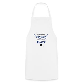 Anniversaire chasseur 1997 - Tablier de cuisine - blanc - Devant - AI Model Male 185 dark (185cm)