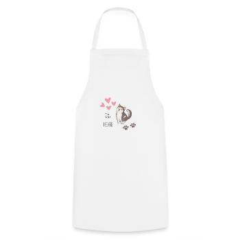 Cat Lover, amoureux des chats - Tablier de cuisine - blanc - Devant - AI Model Male 185 dark (185cm)
