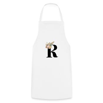 letter R flowers - Cooking Apron - white - Front - AI Model Male 185 dark (185cm)