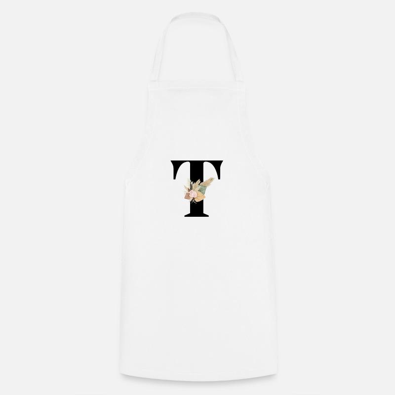 lettre T fleuris - Tablier de cuisine - blanc