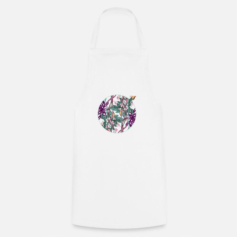 Pattern circle with leaves and dots - Cooking Apron - white