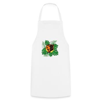 Tiger Jungle Roar Monstera Leaves Gift - Cooking Apron - white - Front - AI Model Male 185 dark (185cm)