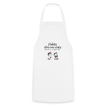 j'habite chez mes chats humour - Tablier de cuisine - blanc - Devant - AI Model Male 185 dark (185cm)