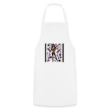 Music Girl - Cooking Apron - white - Front - AI Model Male 185 dark (185cm)