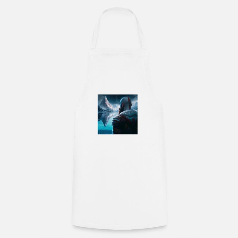 kratos devant les montagnes - Tablier de cuisine - blanc