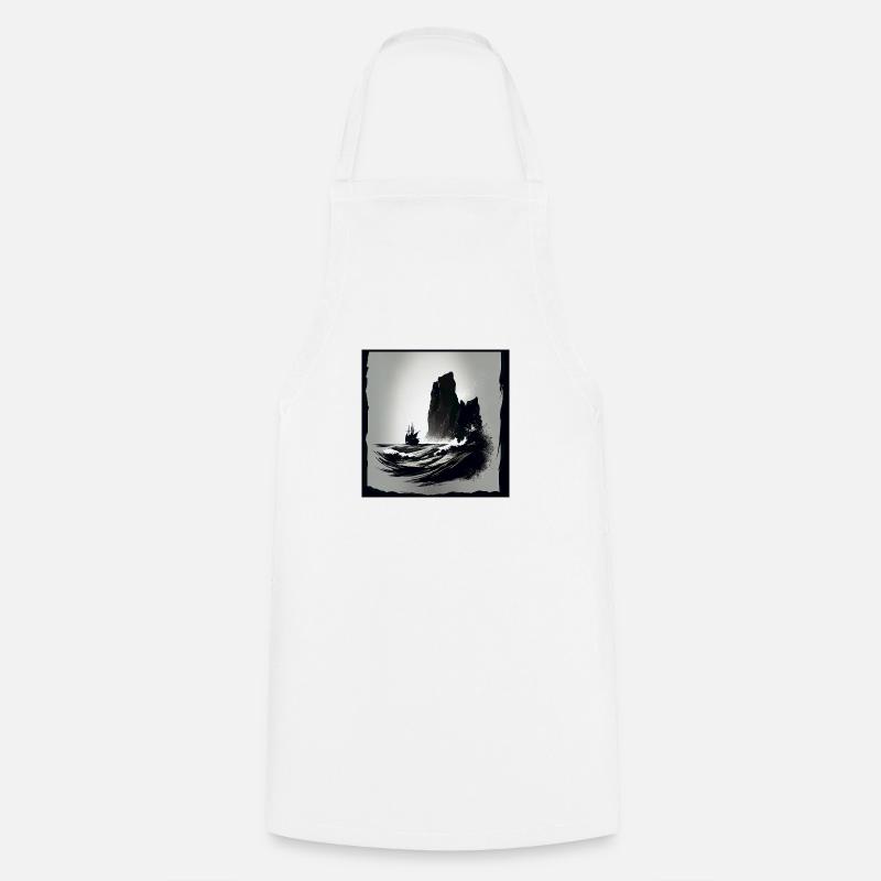 rough sea with cliffs - Cooking Apron - white