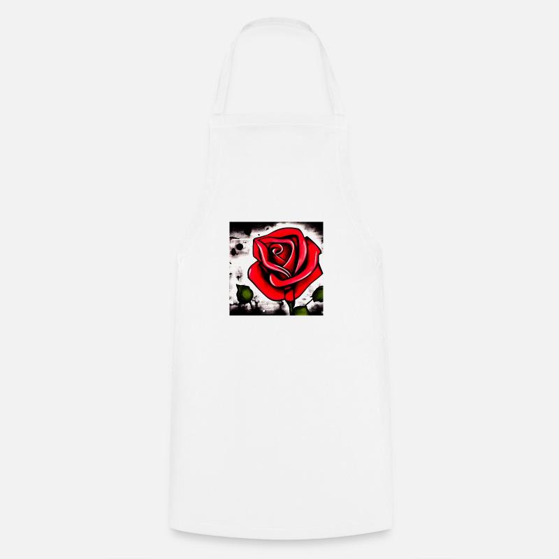 Red rose graffiti style - Cooking Apron - white