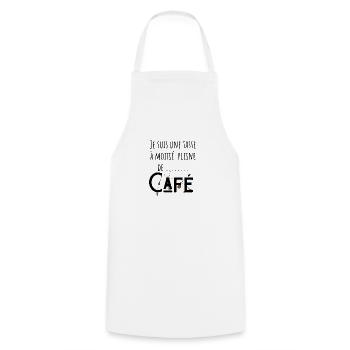 Je suis une tasse à moitié pleine de café - Tablier de cuisine - blanc - Devant - AI Model Male 185 dark (185cm)