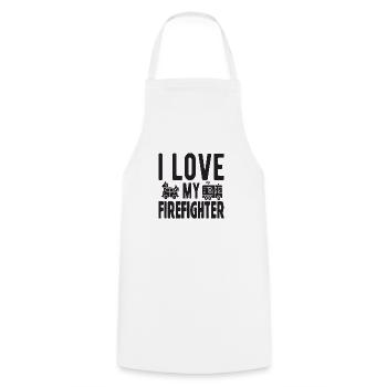 I love my Firefighter - Cooking Apron - white - Front - AI Model Male 185 dark (185cm)