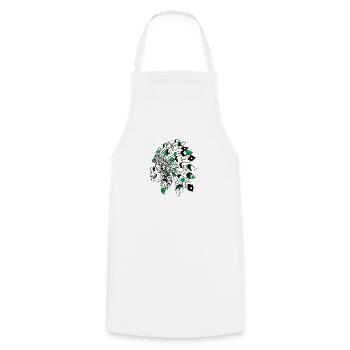 crâne avec coiffe indienne noir et vert - Tablier de cuisine - blanc - Devant - AI Model Male 185 dark (185cm)
