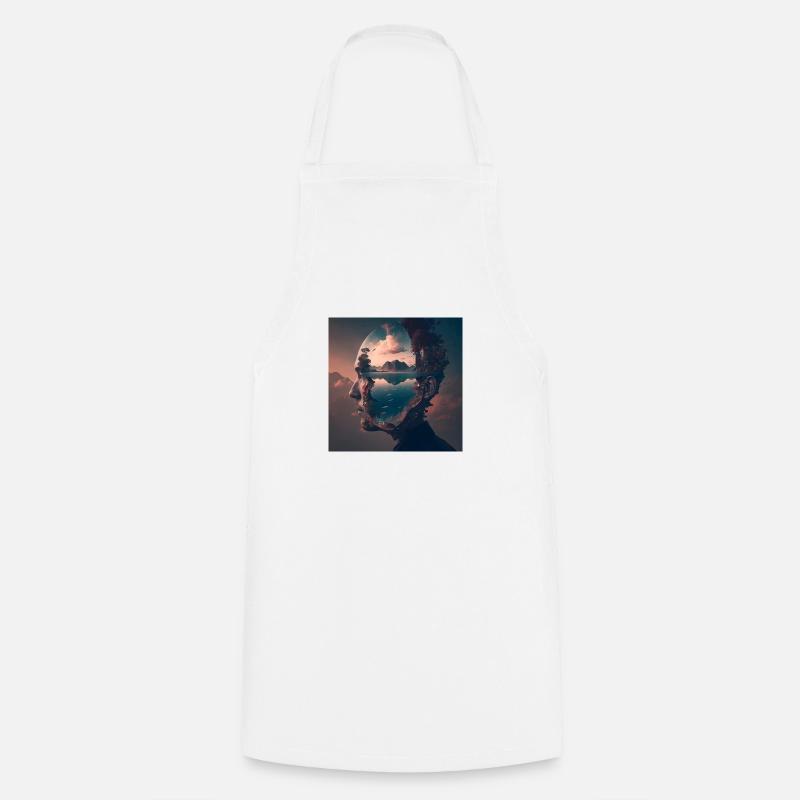 Head With a Landscape Inside - Cooking Apron - white