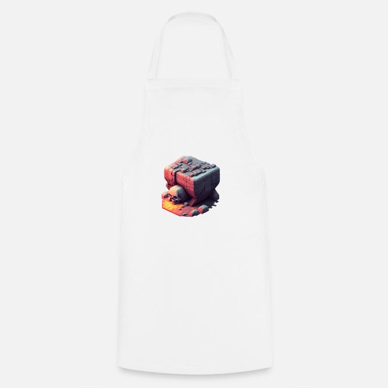 Skull Mountain Isometric - Cooking Apron - white