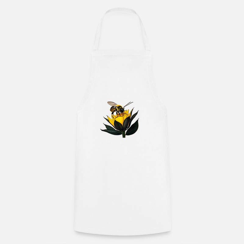 Bee forages a flower - Cooking Apron - white