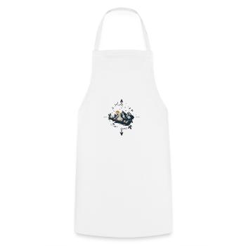 Compass with mountains for outdoor lovers - Cooking Apron - white - Front - AI Model Male 185 dark (185cm)