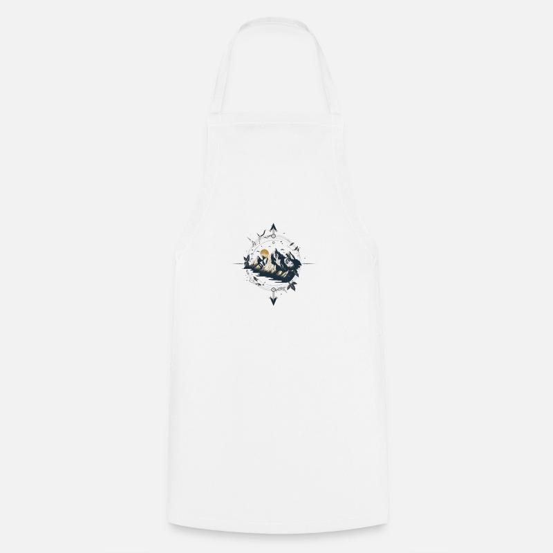 Compass with mountains for outdoor lovers - Cooking Apron - white