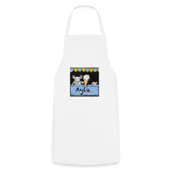 Ayla Personalised Name with mice selling Icecream - Cooking Apron - white - Front - AI Model Male 185 dark (185cm)
