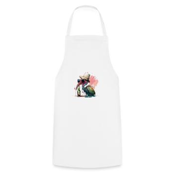 Cool flamingo with sunglasses beer and hat - Cooking Apron - white - Front - AI Model Male 185 dark (185cm)