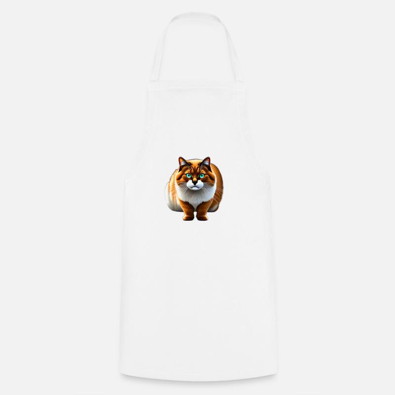 Furry Cat With Deep Eyes - Cooking Apron - white