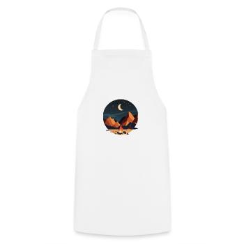 Campfire by moonlight, outdoor motif - Cooking Apron - white - Front - AI Model Male 185 dark (185cm)