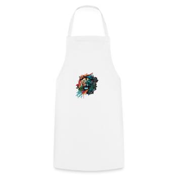 Beautiful colorful lion head with splash - Cooking Apron - white - Front - AI Model Male 185 dark (185cm)